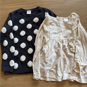 Hanna Andersson size 6/7 Polka Dot Sweater and Ruffled Blouse Set